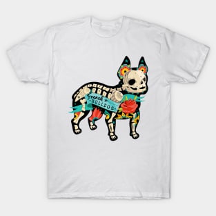 French Bulldog Dog Mexican Design Day Of Dead Tattoo T-Shirt